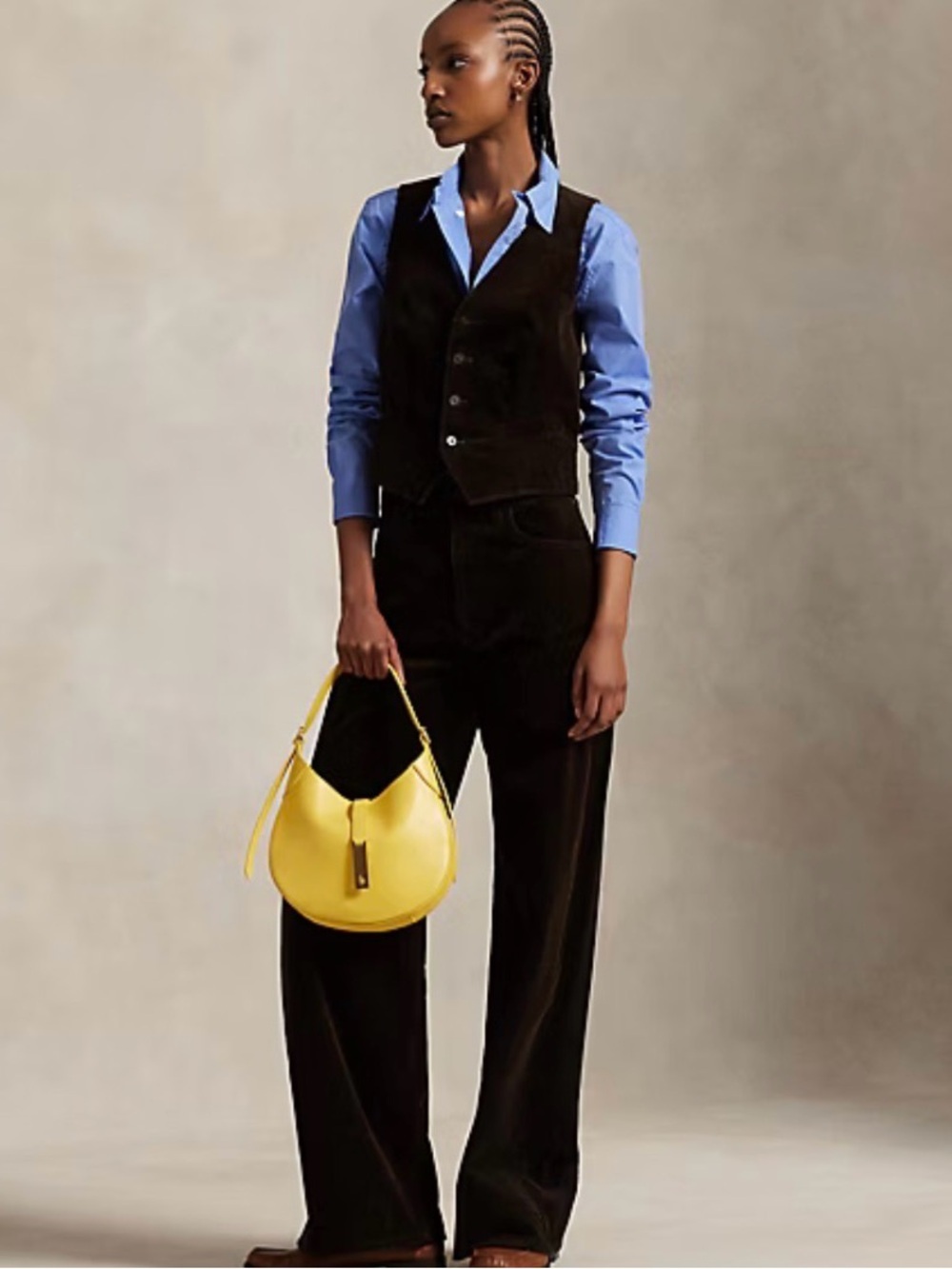 Polo Ralph Lauren Women’s Corduroy Vest Brown Tuxedo Cotton Button Up Waistcoat - Picture 5 of 12